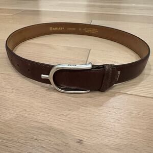 Ariat Full-grain Leather Brown Belt Stainless Steel Spur Buckle Womens Sz 26